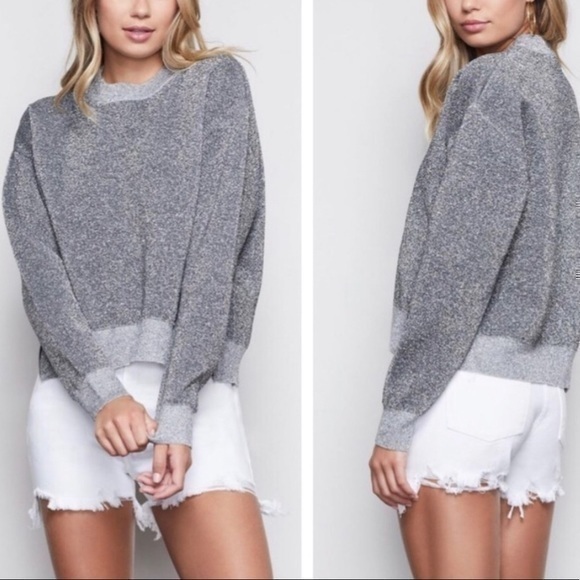 NWT Good America Silver Sparkle Sweatshirt size 1 - Picture 1 of 5